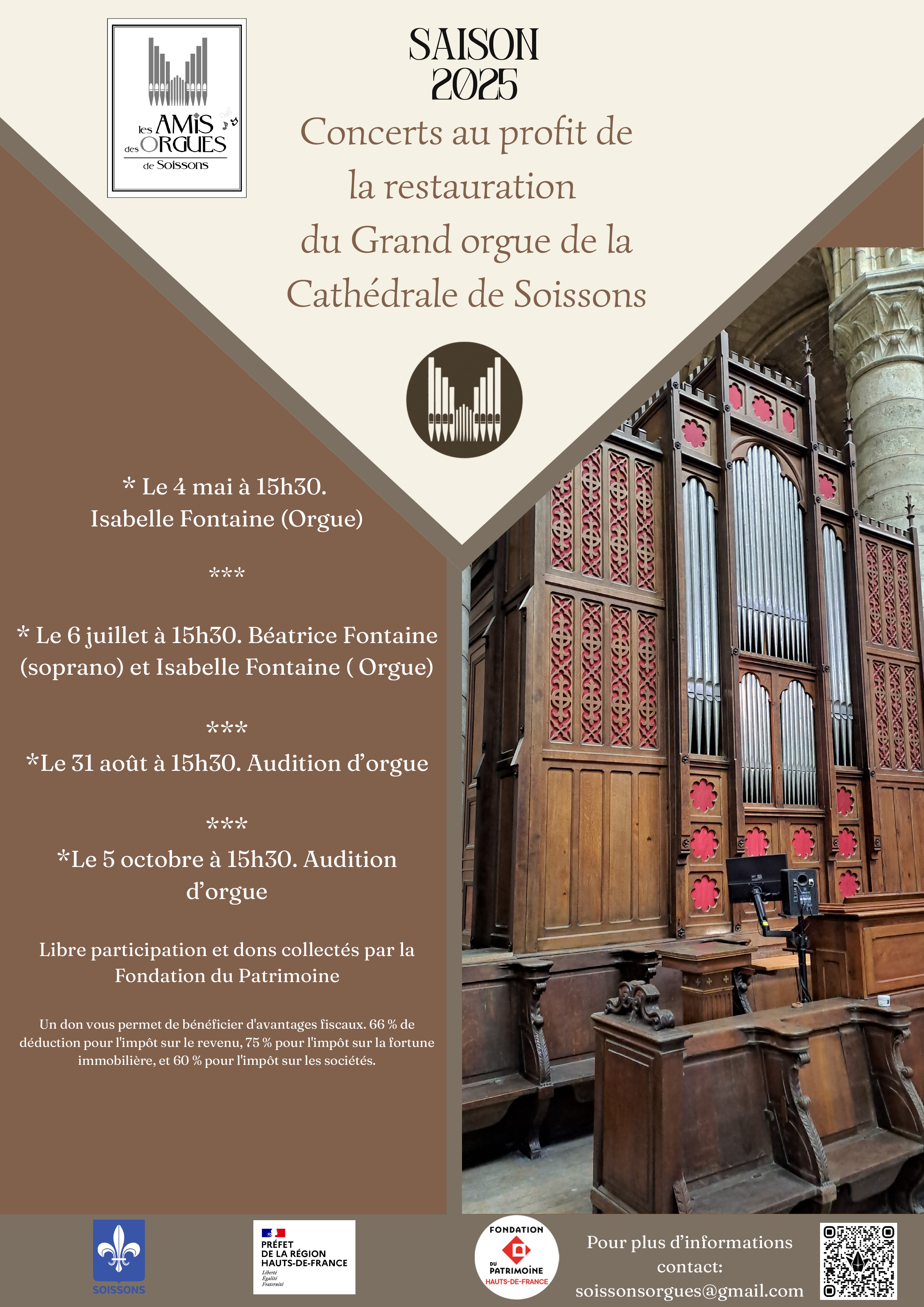 Concert au profit de la restauration du grand orgue de la cathédrale de Soissons