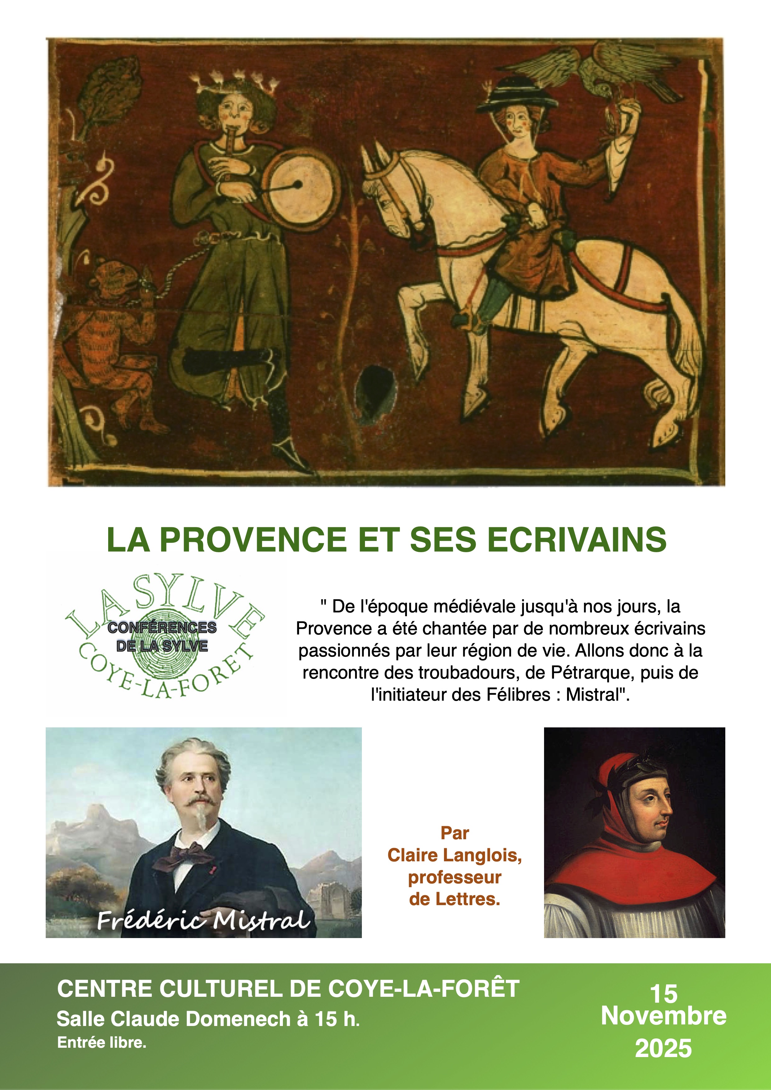 Conférence "La Provence et ses écrivains" au Centre Culturel de Coye-la-Forêt