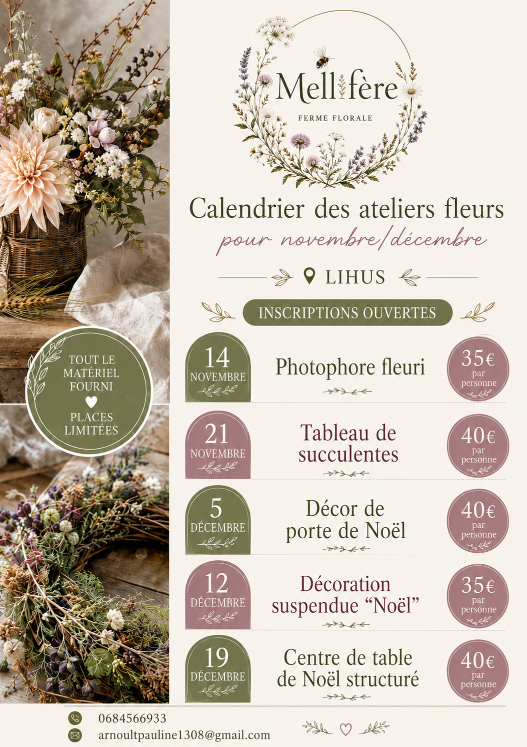 Atelier florale au Château de Tartigny